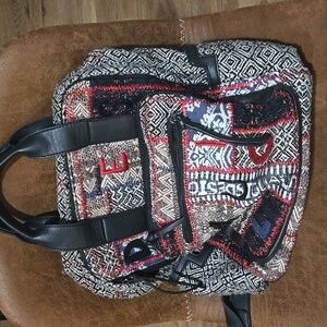 Desigual Red and Blue Patterned Fabric